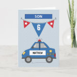 Custom Name Age Son 6th Birthday Blue Police Car Card<br><div class="desc">Now that your son is about to celebrate a birthday in just a few days more, you should be readying this card already to be able to gift him on his special day of celebration. But before ordering this one, you should first personalize this with his name and age on...</div>