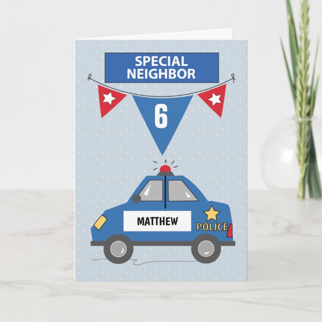 Custom Name Age Special Neighbour 6th Birthday  Card (Front)
