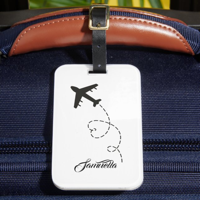 Custom name Airplane Destination Travel bridesmaid Luggage Tag (Front Insitu 2)