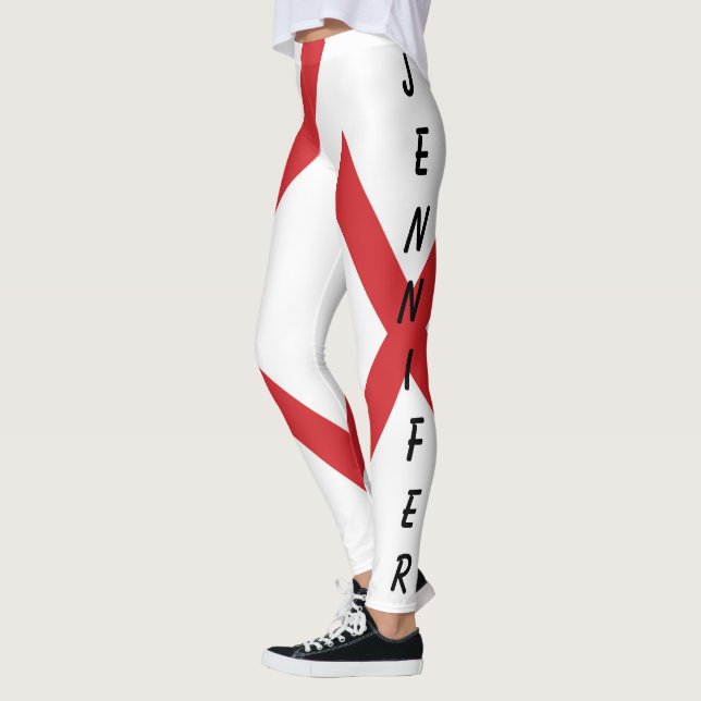 Custom Name Alabama Flag lecnt Leggings (Left)