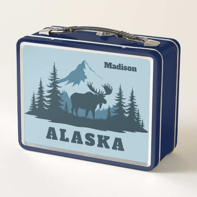 Custom Name ALASKA Metal Lunch Box (Back)