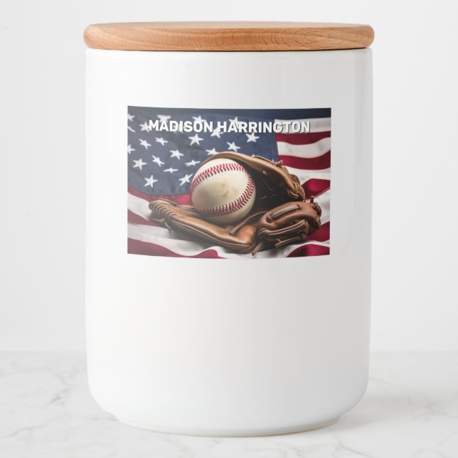 Custom Name American Baseball Food Label (Front)