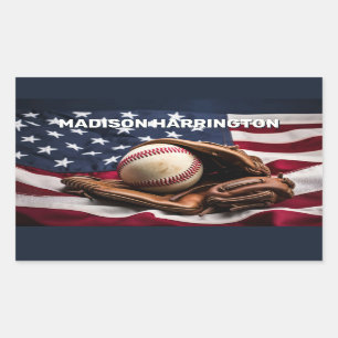 Custom Name American Baseball Sticker