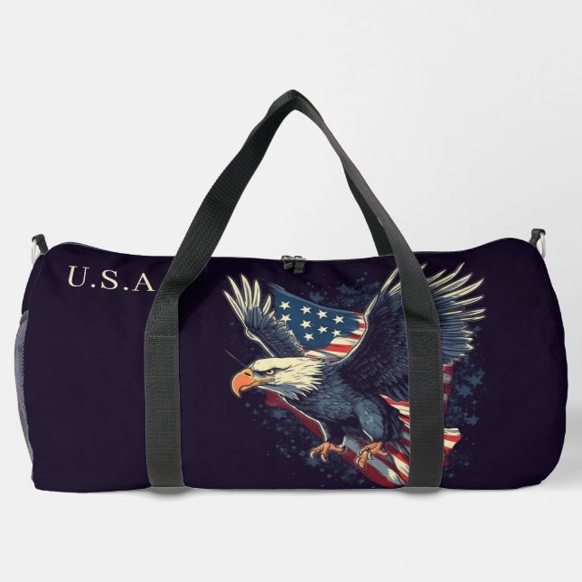 Custom Name American Eagle Duffle Bag (Back)