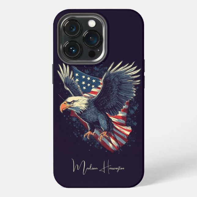 Custom Name American Eagle iPhone Case (Back)