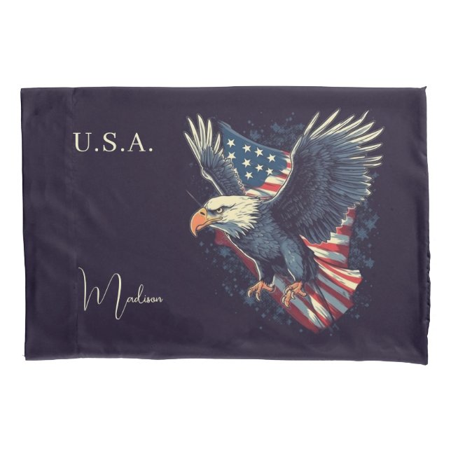 Custom Name American Eagle Pillowcase (Front)
