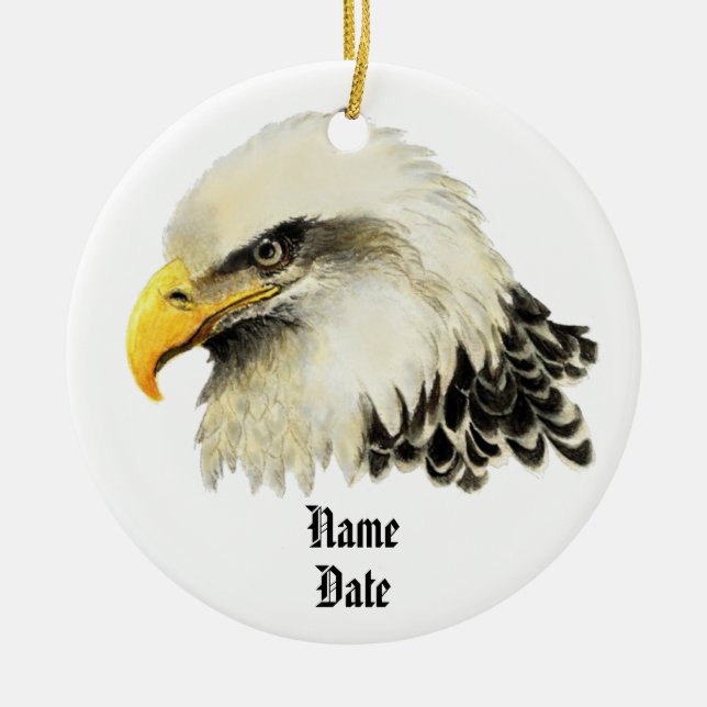 Custom Name, American Eagle Remember Never Forget Ceramic Ornament (Front)