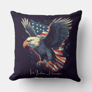 Custom Name American Eagle Throw Pillow