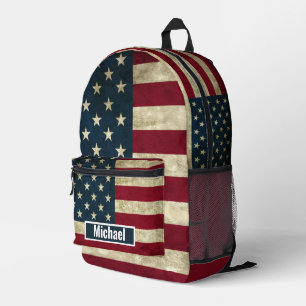 Custom Name American Flag Boys Backpack