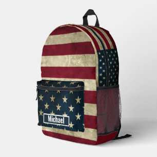Custom Name American Flag Boys Backpack