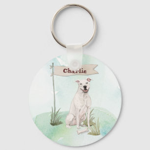 Custom Name American Staffordshire Terrier Pet Dog Keychain