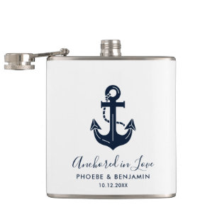 Custom Name Anchor Wedding Party Nautical Gift Hip Flask