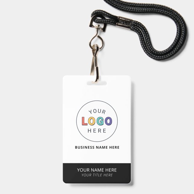 Custom Name and Branded Logo Business Badge (Front with Lanyard)