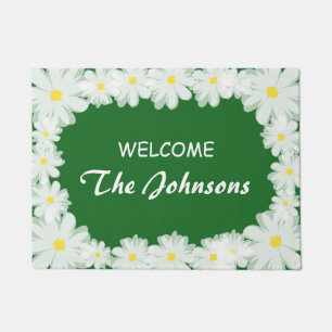 Custom name and colour daisy flower floral door doormat