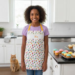 Custom Name and Cupcake Print Apron for Kids<br><div class="desc">Cute cupcake apron for kids. Decorated with a pretty and colourful pattern made of cupcakes. Personalized with a custom name that you can customize with your own name or short text. Great gift for a kid who loves to bake or eat cupcakes and other sweets and desserts.</div>