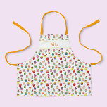 Custom Name and Cupcake Print Apron for Kids<br><div class="desc">Cute cupcake apron for kids. Decorated with a pretty and colourful pattern made of cupcakes. Personalized with a custom name that you can customize with your own name or short text. Great gift for a kid who loves to bake or eat cupcakes and other sweets and desserts.</div>