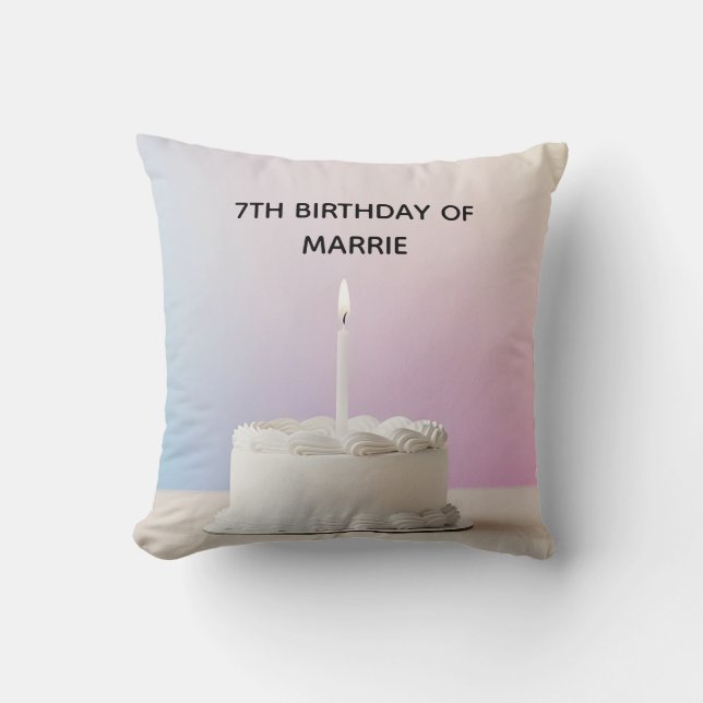 Custom name and date Happy Birthday  Throw Pillow (Front)