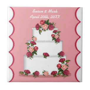 Custom Name And Date Wedding Cake Tile