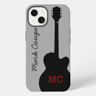 custom name and initials black rock guitar iPhone 13 case