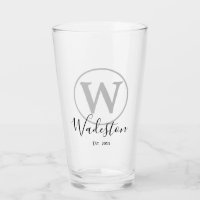 Custom Name and Monogram Established Glass
