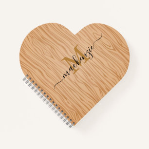 Custom Name and Monogram Heart Shaped Spiral Notebook