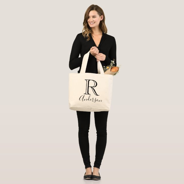 Custom name and Monogram Large Tote Bag (Front (Model))