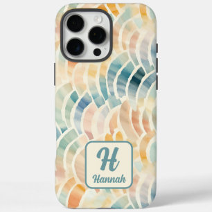 Custom Name and Monogrammed Watercolor Patterned iPhone 16 Pro Max Case
