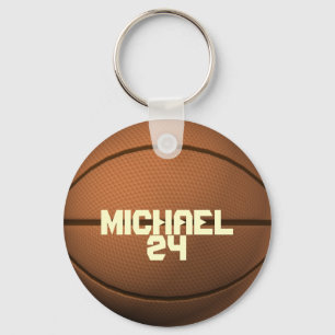 Custom Name and Number Basketball Keychain