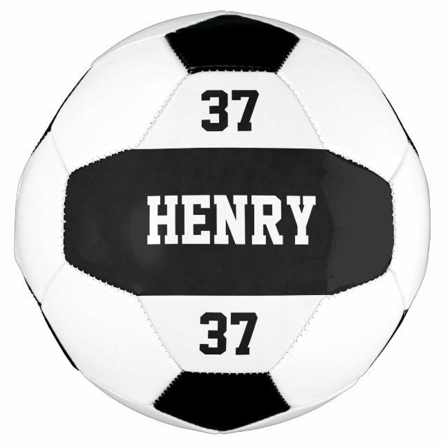 Custom Name and Number Cool Modern Personalized Soccer Ball (Front)