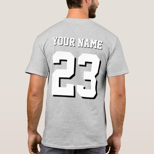 Custom Name and Number Jersey Sports T-Shirt (Back)
