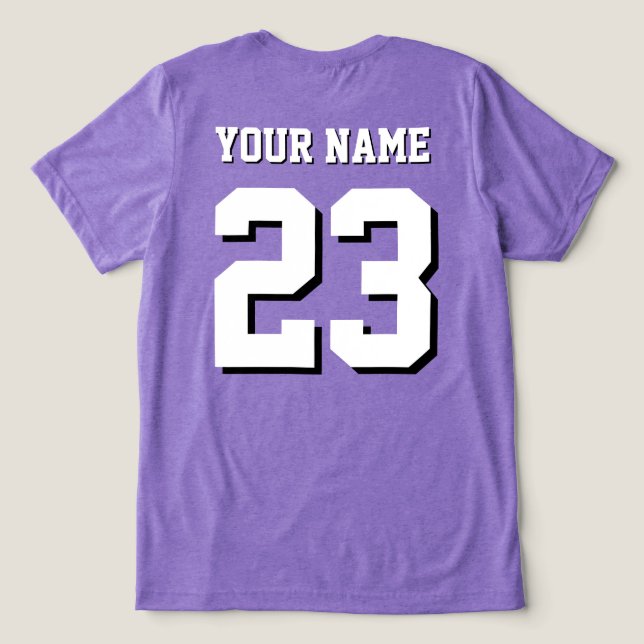 Custom Name and Number Jersey Sports Tri-Blend Shirt (Design Back)
