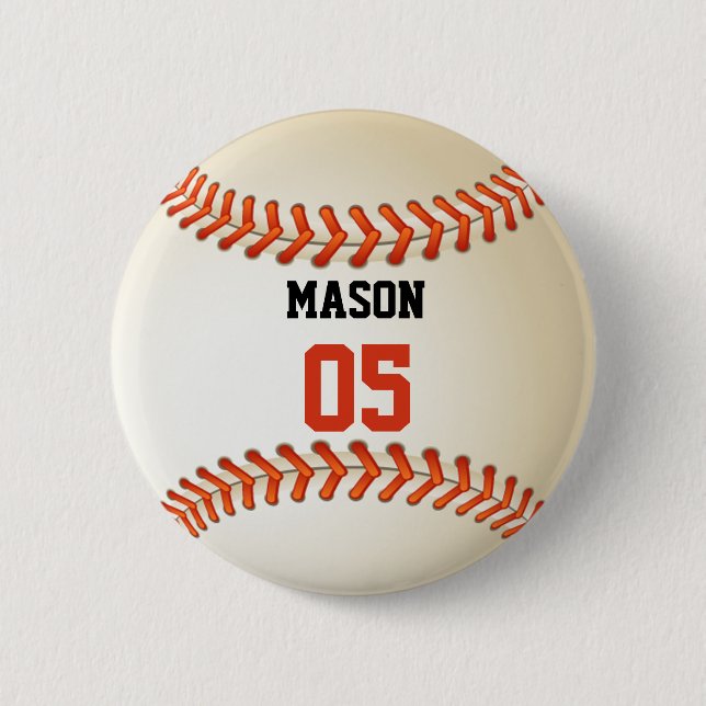 Custom Name and Number Template Baseball Sports 2 Inch Round Button (Front)