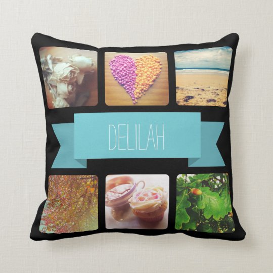Custom Name and Photo Instagram Throw Pillow