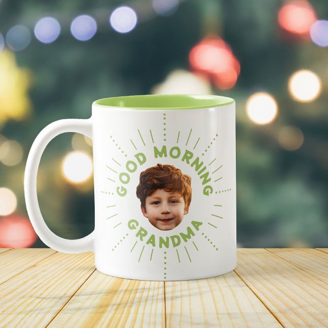 Custom Name and Photo – Retro Style, Full of Smile Two-Tone Coffee Mug (Creator Uploaded)