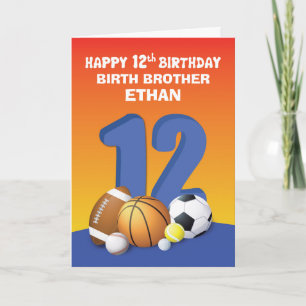 Custom Name and Relation Boy 12th Birthday Sports Card
