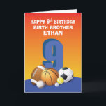 Custom Name and Relation Boy 9th Birthday Sports Card<br><div class="desc">Customize this card with his name and the relation you have and give him on his upcoming 9th birthday soon. He will totally appreciate your effort to get this card for him.</div>