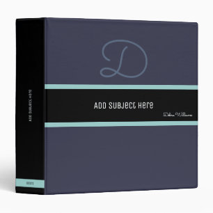 custom name and subject, modern blue binder
