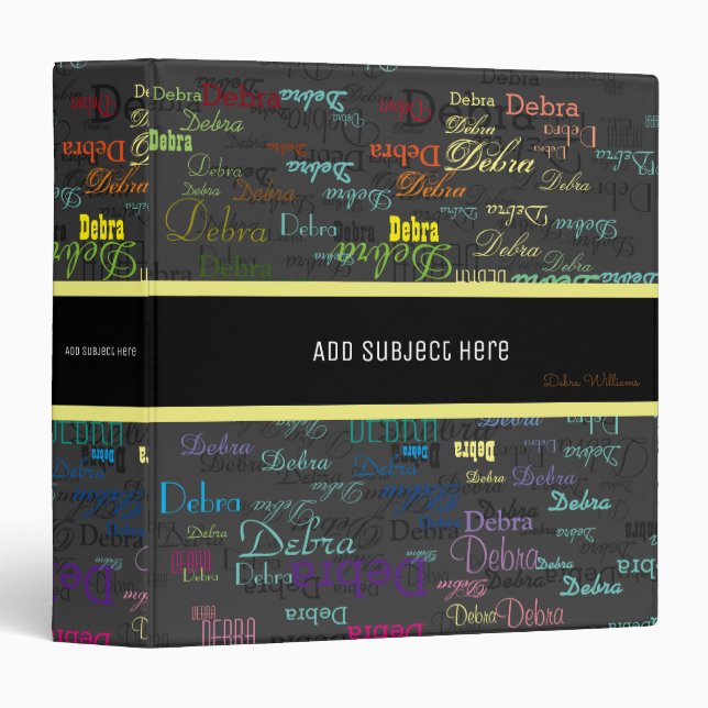 custom name and subject typography & colourful binder (Front/Spine)