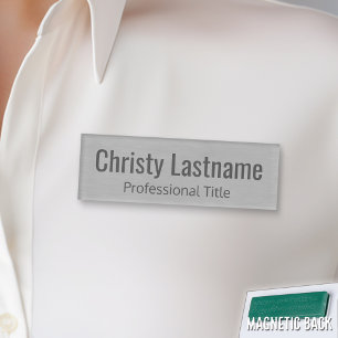 Custom Name and Title with faux Silver Foil Print Tag