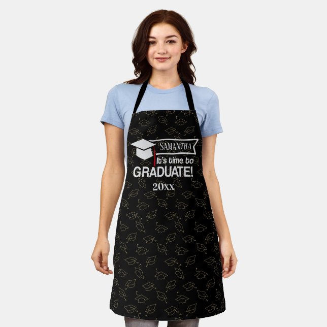Custom Name and Year Graduation Gift Apron (Worn)