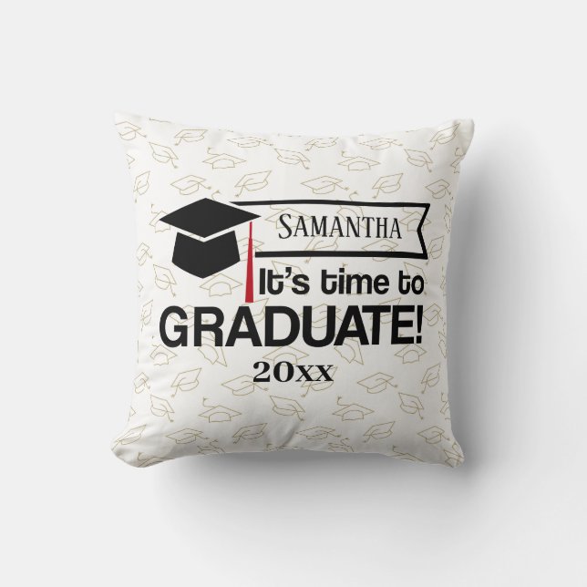 Custom Name and Year Graduation Gift Throw Pillow (Front)