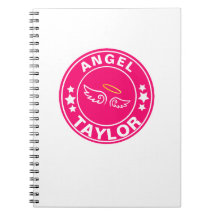 Custom Name Angel princess Pink girly Notebook