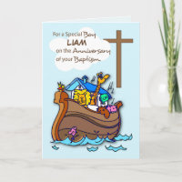 Custom Name Anniversary of Baptism Boy Noah's Ark