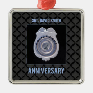 Custom Name, Anniversary with Police Department Metal Ornament