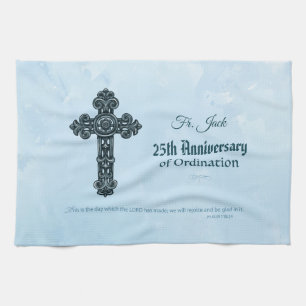 Custom Name & Anniversary Year Ordination, Priest Kitchen Towel
