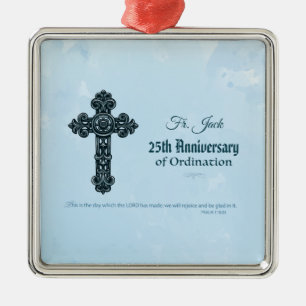 Custom Name & Anniversary Year Ordination, Priest Metal Ornament
