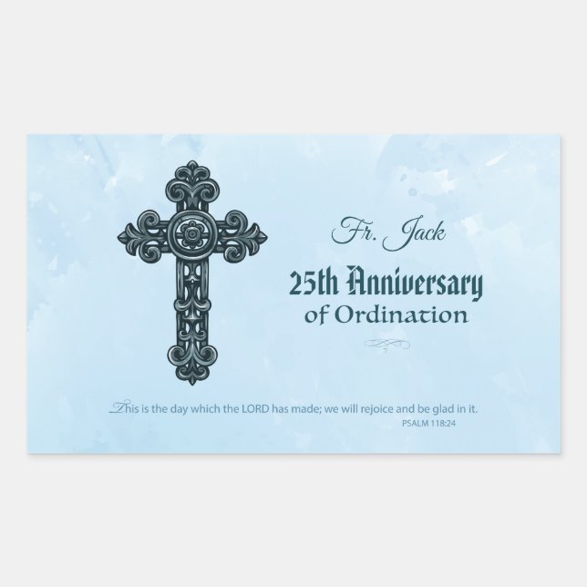 Custom Name & Anniversary Year Ordination, Priest Sticker (Front)