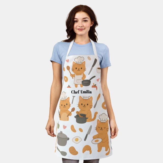 Custom Name Apron For Cat Lovers (Worn)