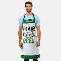 Custom Name Aprons - Funny Meat & Irish Beer Quote