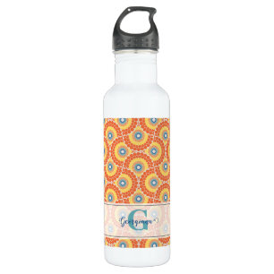 Custom Name Art Deco Aegean Summer Radiant Mandala 710 Ml Water Bottle